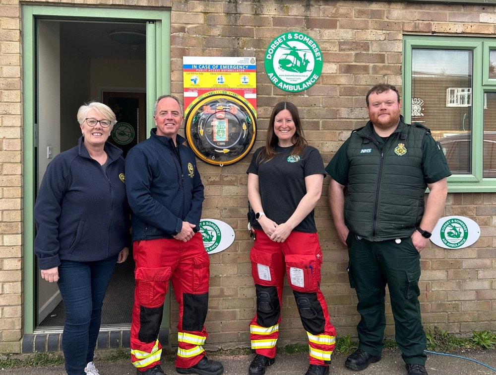 A LIFE-SAVING defibrillator has been installed at Dorset & Somerset Air Ambulance’s office in Wimborne.