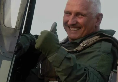 Andy, ready for take-off in the Spitfire