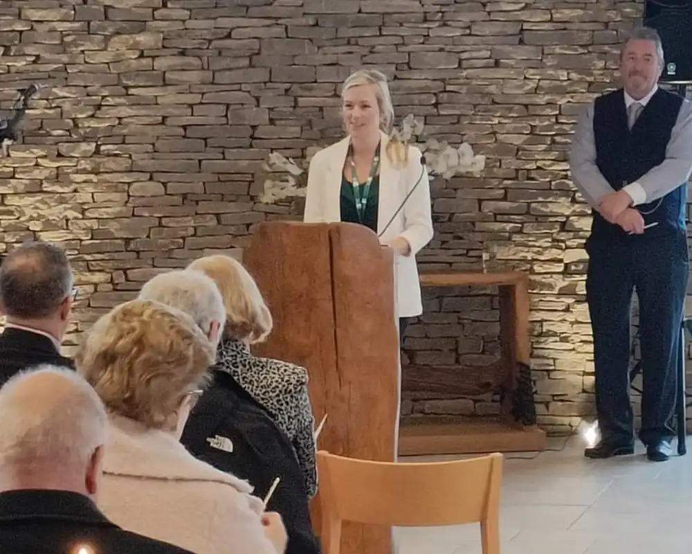 Forest Holme chief executive Hannah O'Hare at the Light Up a Life memorial service