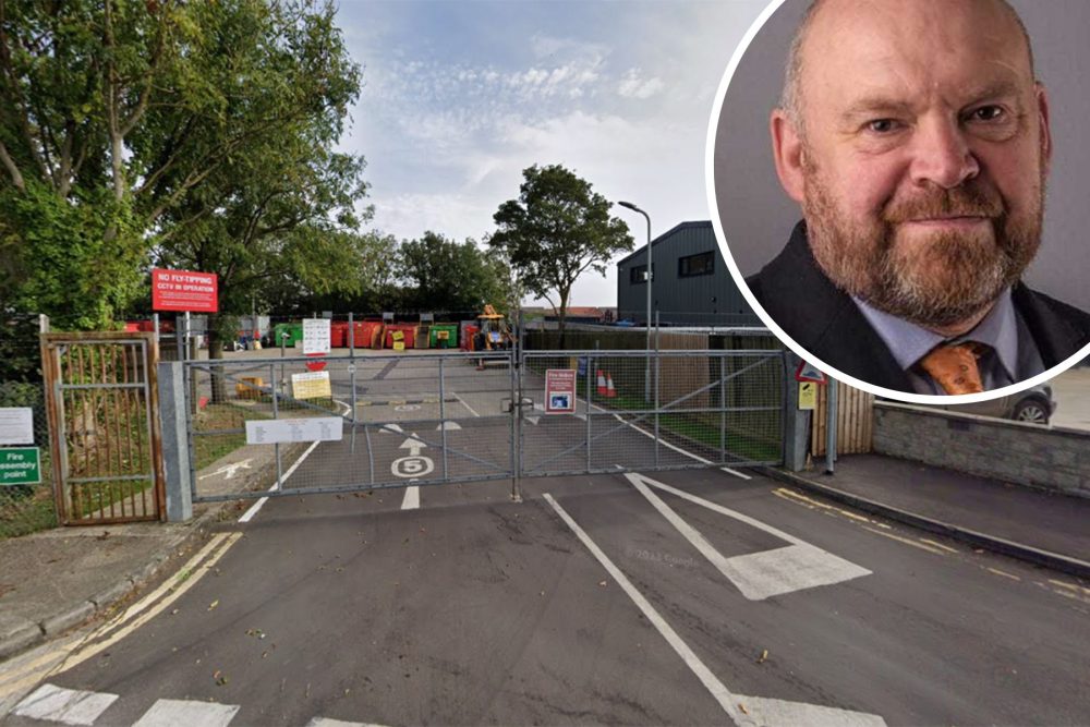 Five recycling centres in Somerset could close in a bid to cut costs, said leader Cllr Bill Revans, inset