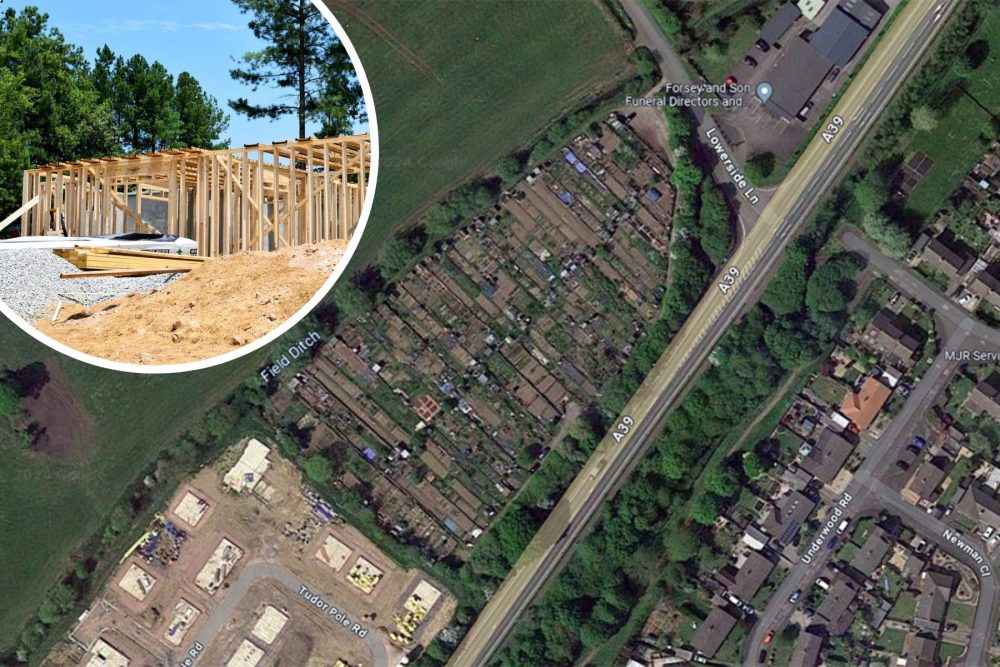 The proposals include possibly building homes on Lowerside Allotments in Glastonbury. Picture: Google