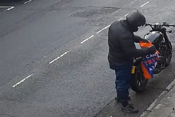 Police are hopeful someone may be able to identify the motorbike in the images. Picture: Avon & Somerset Police