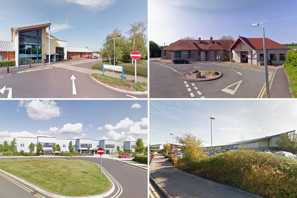 MIUs in, clockwise from top left; West Mendip, Shepton Mallet, Frome and Bridgwater, will be renamed UTCs