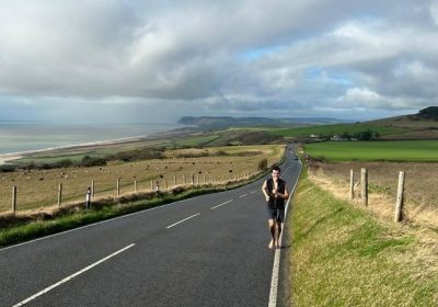 Matteo Grasso on the road ahead of his marathon effort