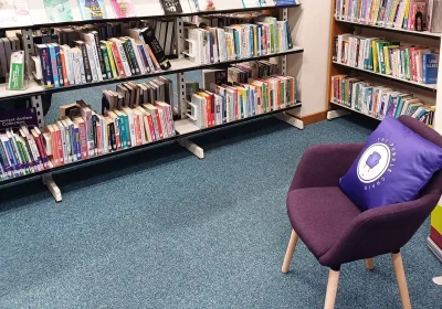 Purple chairs are being installed in libraries across Somerset. Picture: Somerset Council