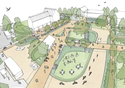 An illustration of how the community hub/local centre could look. Picture: Grass Roots Planning Ltd/Somerset Council