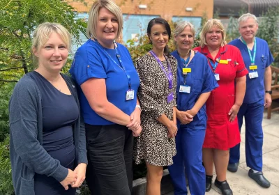 Rosie Edgerley – cancer programme manager, Tracey McEwan – gynae oncology pathway navigator, Miriam Spicer – cancer improvement manager, Heather Fryer – colposcopy sister, Teresa Coombes - matron for gynaecology, gynae-oncology and early pregnancy assessment clinic, Mr David Milliken - consultant gynaecological oncologist