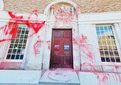 Protestors targeted County Hall in Taunton. Pictures: Palestine Action