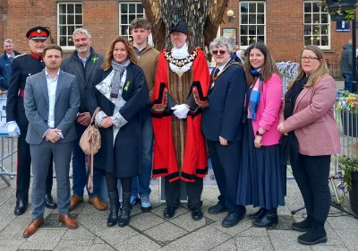 The Mayor of Taunton and charity representatives were among those at the unveiling. Picture: Somerset Council