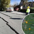 The aftermath of a quake in Italy and, inset, recent tremors in Somerset