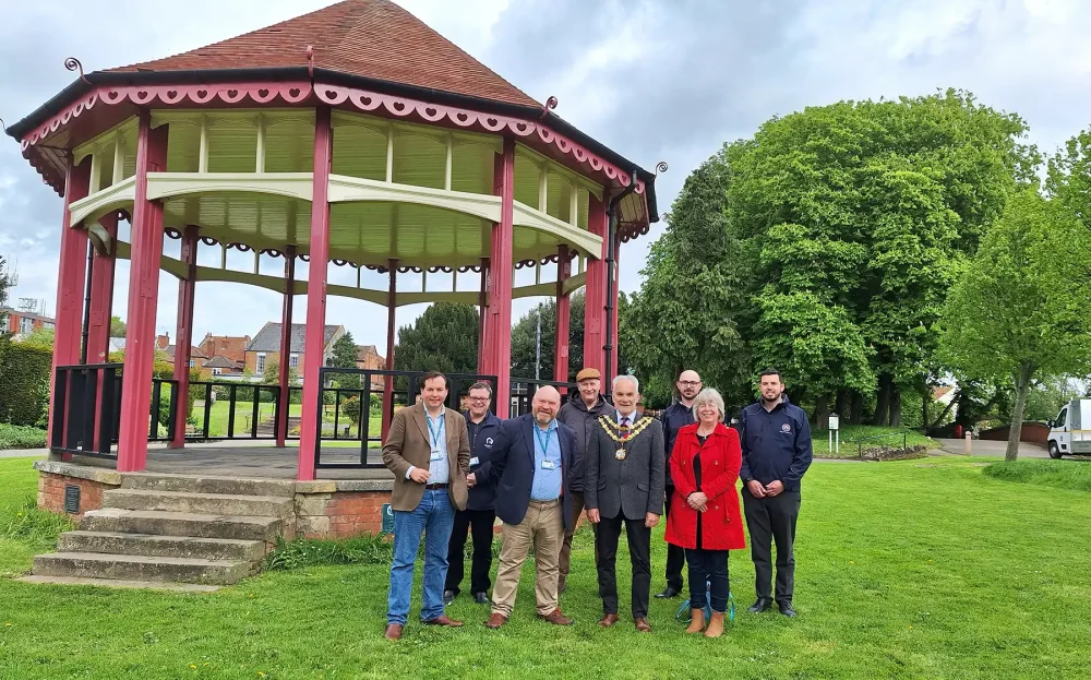 Somerset Council leader Bill Revans, Bridgwater mayor Mick Lerry and others mark the devolution deal. Picture: Somerset Council