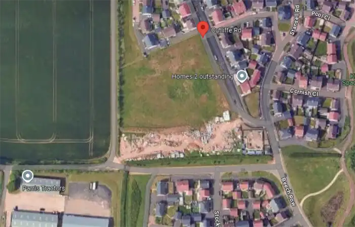 An aerial view of the site, off Cutliffe Road in Taunton, where the care home would be built. Picture: Google