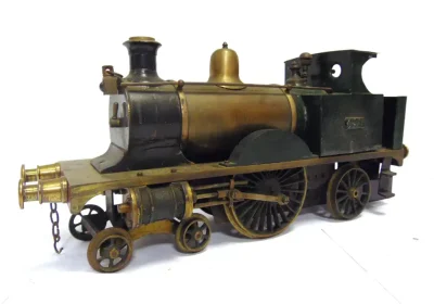 The three-inch gauge Stevens model dockyard live stream spirit-fed 4-2-2 locomotive, Conqueror. Picture: GTH