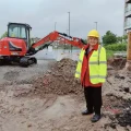 Cllr Ros Wyke at the site of the new link in Taunton. Picture: Somerset Council