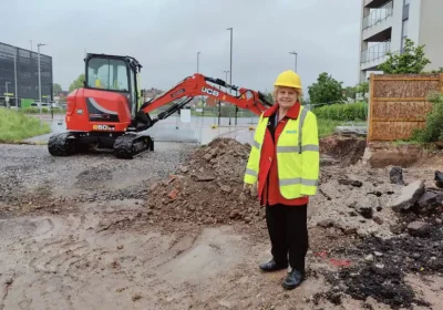 Cllr Ros Wyke at the site of the new link in Taunton. Picture: Somerset Council