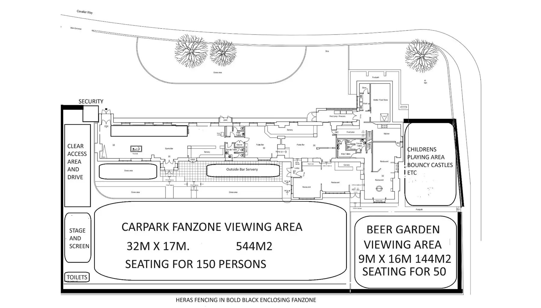 Plans for the proposed fanzone at the Great Lyde pub in Yeovil