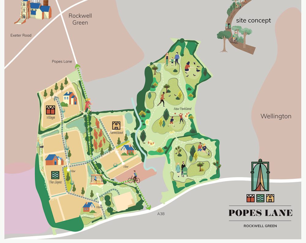 The plans would see a reduction in the buffer between Rockwell Green and Wellington Picture: Persimmon Homes South West