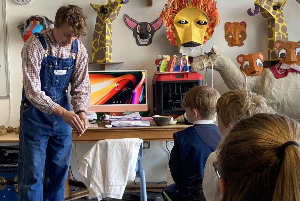 George Sutton, a recent Art History Graduate, hosted the workshops at Countess Gytha Primary School