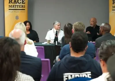 Chief Constable Sarah Crew at community event alongside Maya Mate Kole and Desmond Brown Picture: Avon and Somerset Police