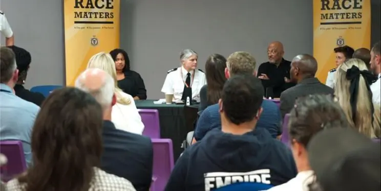 Chief Constable Sarah Crew at community event alongside Maya Mate Kole and Desmond Brown Picture: Avon and Somerset Police