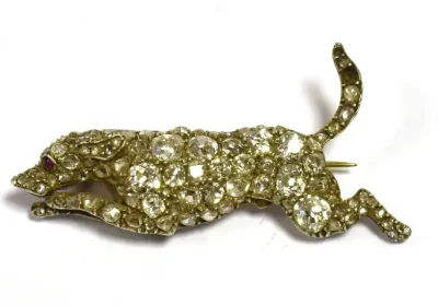The 4cm-long Victorian diamond set canine brooch sold for £4,800. Picture: GTH