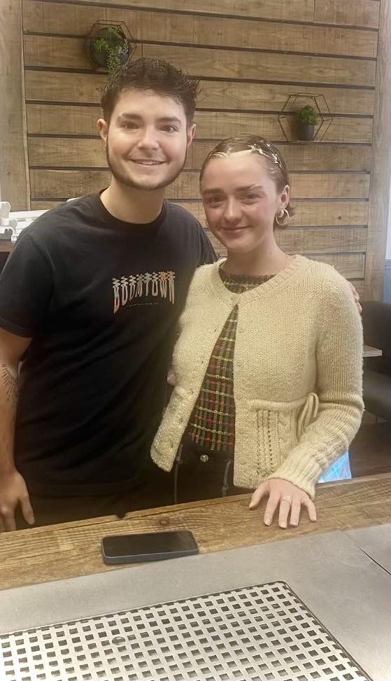 Game of Thrones star Maisie Williams in the Burnham cafe with a friend. Picture: Quick Bite Café