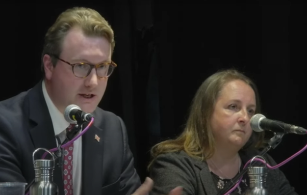 David Swain next to Lucy Trimnell (Conservative) at the Frome Town Council hustings Picture: Frome Town Council