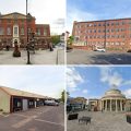 Sites for sale include (clockwise from top left): Market House in Taunton, Boden Mill in Chard, Cornhill in Bridgwater and Yeovil Small Business Centre