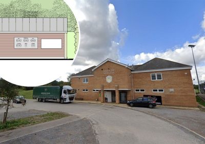 The new scoreboard and storage building would be built at Taunton Vale Sports Club in Gipsy Lane. Pictures: Google/Trevor J Spurway/Somerset Council