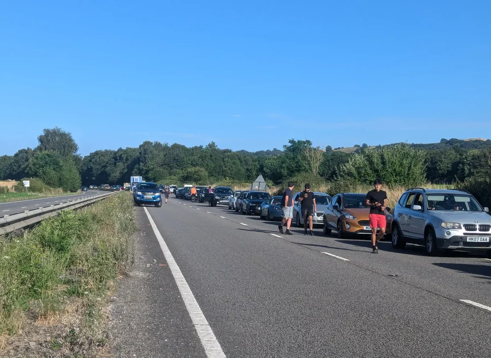 Traffic was backed up on the closed A303 after the crash on Monday evening