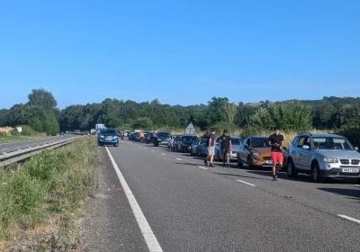Traffic was backed up on the closed A303 after the crash on Monday evening