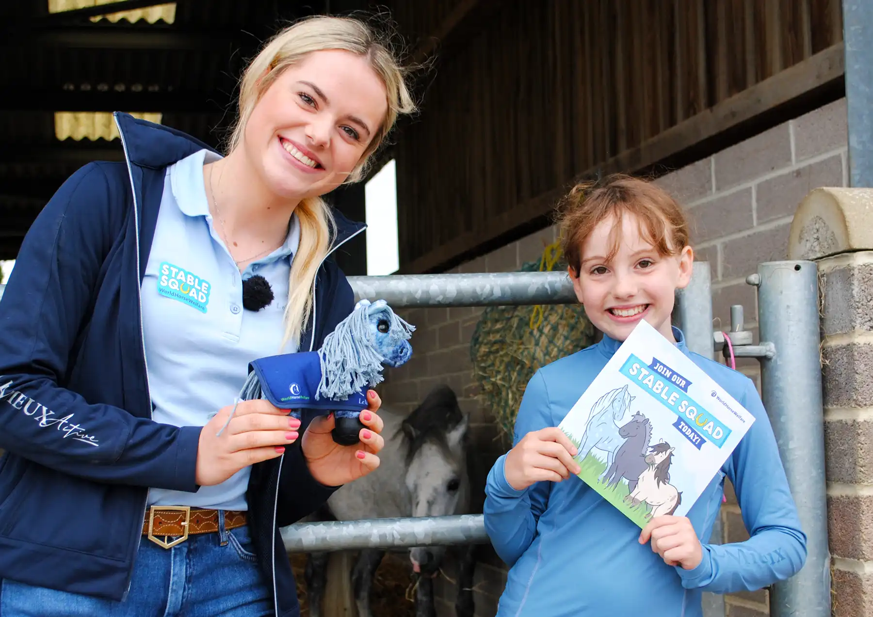 This Esme star - Esme Higgs - with Somerset super fan, Purple, nine, at World Horse Welfare near Somerton