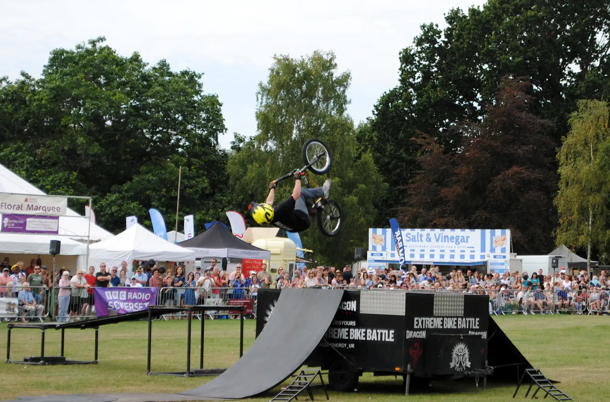 Logan sped to the ramp and took off - preparing to perform a full loop