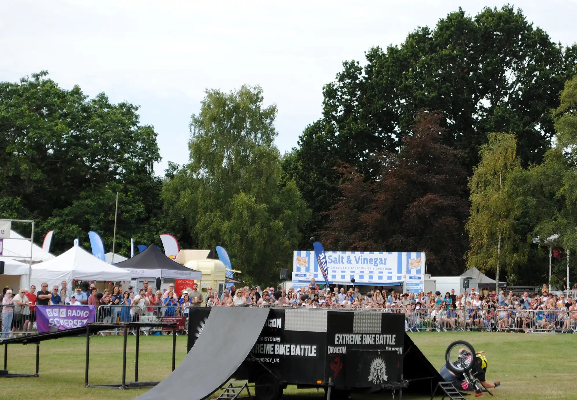 However, after dusting himself down, he waved to the crowd who loved the performance