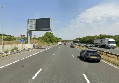 The concrete was thrown from a bridge near junction 23 of the M5 in Somerset. Picture: Google