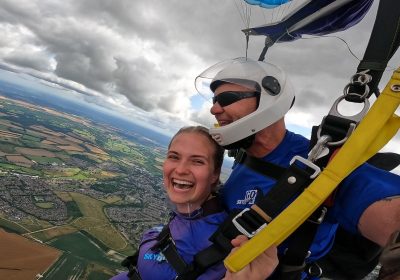 Lily and Mya jumped out at 10,000 ft to honour the memory of Maddie and Libby North Picture: Lily Breese