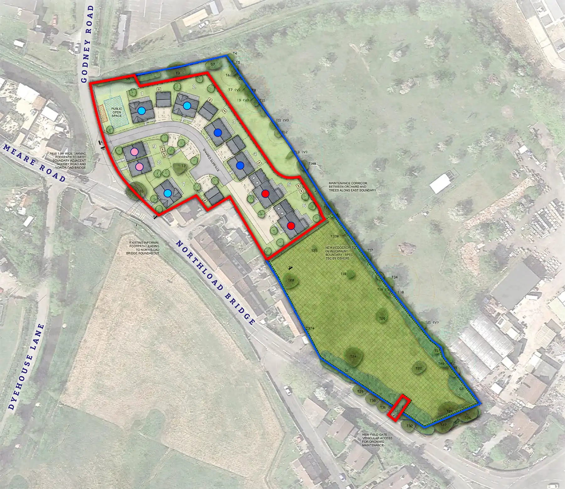 How the homes could be laid out on the site at Northload Bridge Farm, in Glastonbury. Picture: Angus Meek/Somerset Council