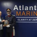 Charlie Foll, MD and founder of Atlantas Marine, with Lord-Lieutenant of Somerset, Mohammed Saddiq. Picture: Aisling Magill
