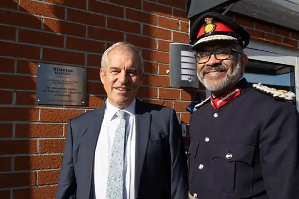 Lord-Lieutenant of Somerset Mohammed Saddiq with Atlantas Marine MD and founder, Charlie Foll. Picture: Aisling Magill