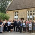 Chair of Somerset Council, cllr Mike Best, and lead executive member for children, families and education, cllr Heather Shearer, with partners and guests at the opening of Misterton therapeutic education provision Picture: Somerset Council