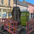 Work is underway to restore the drinking fountain in Market Place, Shepton Mallet. Picture: SMTC