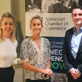 Baroness Lane-Fox, centre, with Somerset Chamber of Commerce MD, David Crew, right, and board of directors chair, Emma Warren