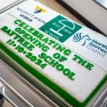 A special cake helped celebrate the opening of the new Baytree School campus
