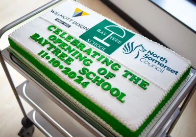 A special cake helped celebrate the opening of the new Baytree School campus
