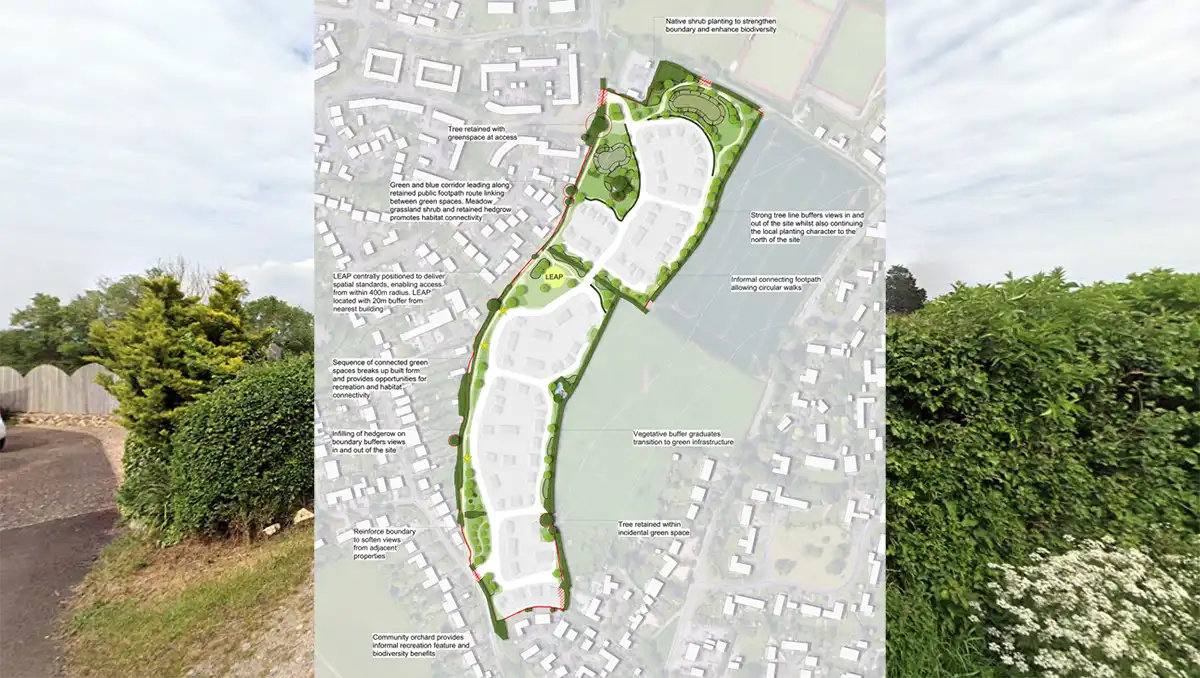 An impression of how the homes could be laid out on the site, off Comeytrowe Road, in Taunton. Picture: FCPR/Somerset Council
