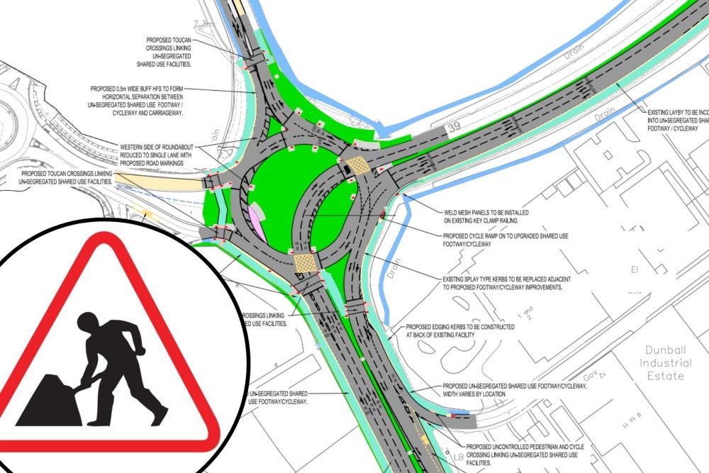 The Dunball roundabout near Bridgwater and the M5 is getting a major overhaul. Picture: Somerset Council