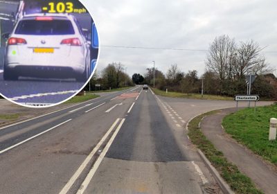 The driver was clocked at 103mph on a busy route at Thurloxton, near Taunton. Picture: Avon & Somerset Police RPU