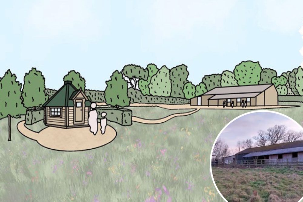 The scheme would see a barn redeveloped and five glamping pods installed. Pictures: NDM Architects/Somerset Council
