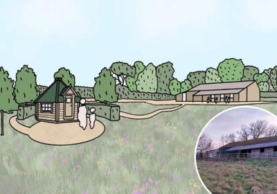 The scheme would see a barn redeveloped and five glamping pods installed. Pictures: NDM Architects/Somerset Council