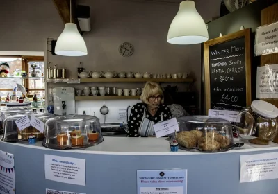 Volunteer Beverley Curtis at North Curry Community Coffee Shop